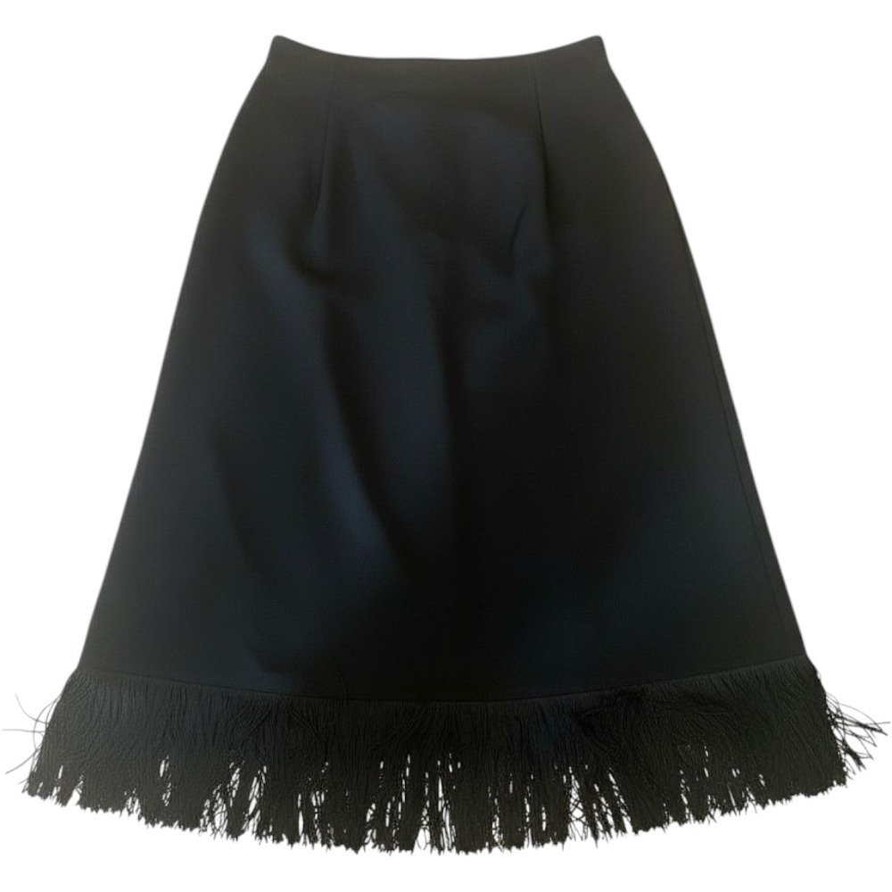 Vintage Harve Benard Benard Holtzman Black Ruffle Hem Maxi Skirt Size 16 Lined
